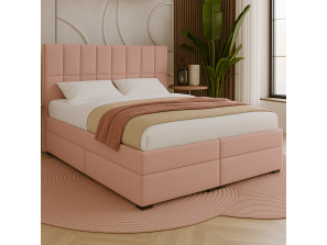 Łóżko kontynentalne ALMA BOX z wbudowanym materacem i pojemnikami na pościel 5