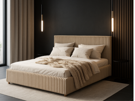 Łóżko tapicerowane do sypialni OSLO ze stelażem i pojemnikiem na pościel