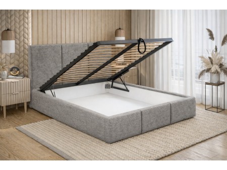 Łóżko Chicago – tkanina sztruks | Nowoczesne łóżko tapicerowane z pojemnikiem