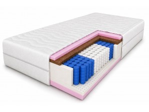 Materac kieszeniowy 80x200 COMFORT H3/H4, 7 stref, lateks, kokos, pocket, dwustronny, wys. 26cm