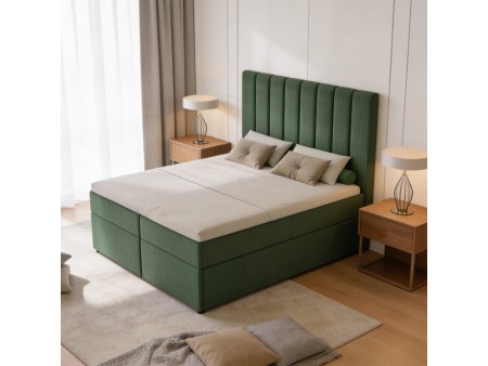 Łóżko kontynentalne z materacem NERO BOX SZTRUKS i pojemnikami na pościel