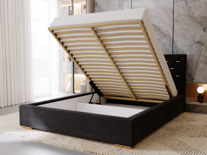 Łóżko tapicerowane sypialniane GOLDEN ze stelażem i pojemnikiem na pościel 14