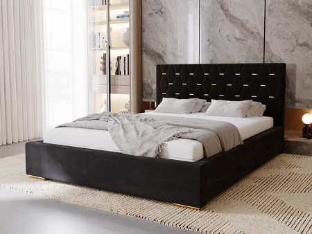 Łóżko tapicerowane sypialniane GOLDEN ze stelażem i pojemnikiem na pościel