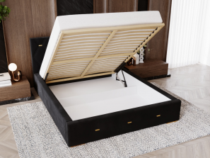 Łóżko tapicerowane do sypialni GOLDEN PREMIUM ze stelażem i pojemnikiem na pościel 2