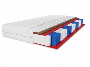 Materac kieszeniowy LAMBADA KOKOS 120x200x22 H4 – twardy, 7 stref, antyalergiczny, pianka T25, mata kokosowa, pocket