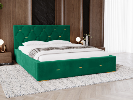 Łóżko tapicerowane do sypialni GOLDEN PREMIUM ze stelażem i pojemnikiem na pościel 4