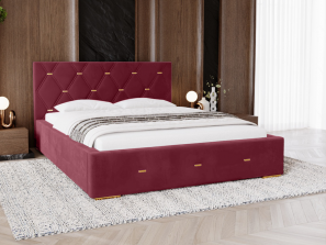 Łóżko tapicerowane do sypialni GOLDEN PREMIUM ze stelażem i pojemnikiem na pościel 5