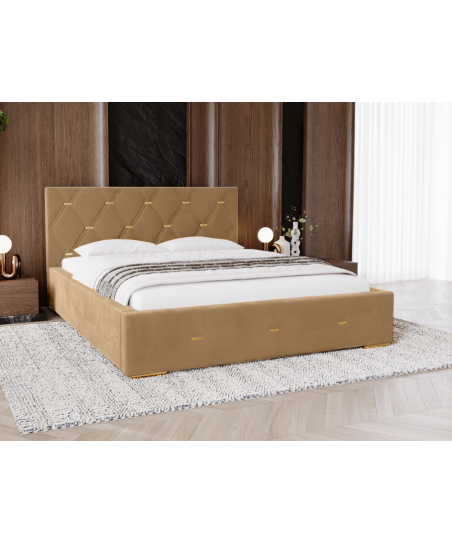 Łóżko tapicerowane sypialniane GOLDEN PREMIUM ze stelażem i pojemnikiem na pościel