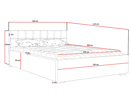 Łóżko tapicerowane z pojemnikiem DREAM ze stelażem