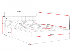 Łóżko tapicerowane DREAM ze stelażem i pojemnikiem na pościel wymiar 3