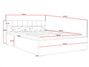 Łóżko tapicerowane DREAM ze stelażem i pojemnikiem na pościel wymiar 6