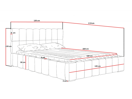 Łóżko tapicerowane z pojemnikiem ALMA - różne rozmiary i kolory do wyboru wymiar 6