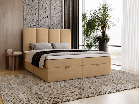 Łóżko kontynentalne MALMO z podnoszonym zagłowiem i wbudowanym materacem