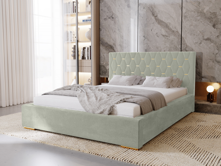 Łóżko tapicerowane sypialniane GOLDEN ze stelażem i pojemnikiem na pościel 4