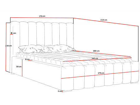 Łóżko tapicerowane sypialniane GOLDEN ze stelażem i pojemnikiem na pościel 17