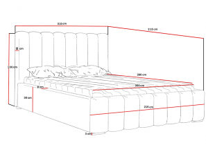 Łóżko tapicerowane sypialniane GOLDEN ze stelażem i pojemnikiem na pościel 20