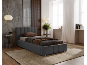 Łóżko tapicerowane jednoosobowe NERO ze stelażem i pojemnikiem na pościel 5a