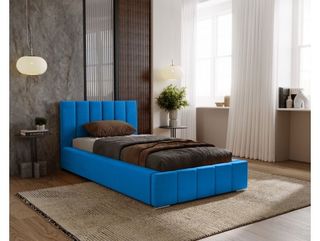 Łóżko tapicerowane jednoosobowe NERO ze stelażem i pojemnikiem na pościel 22