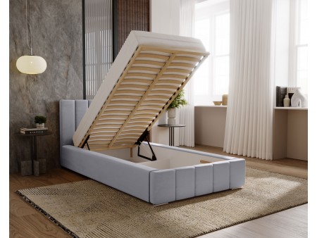 Łóżko tapicerowane jednoosobowe NERO ze stelażem i pojemnikiem na pościel