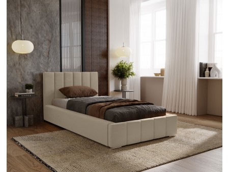 Łóżko tapicerowane jednoosobowe NERO ze stelażem i pojemnikiem na pościel