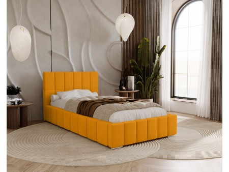 Łóżko tapicerowane do sypialni jednoosobowe ALMA ze stelażem i pojemnikiem na pościel 8