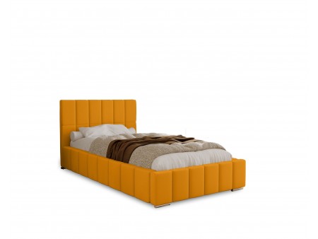 Łóżko tapicerowane do sypialni jednoosobowe ALMA ze stelażem i pojemnikiem na pościel 9