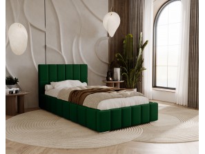 Łóżko tapicerowane do sypialni jednoosobowe ALMA ze stelażem i pojemnikiem na pościel 2