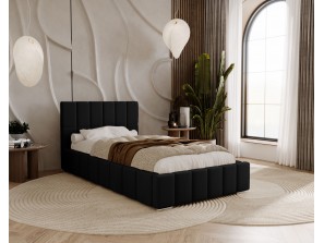 Łóżko tapicerowane do sypialni jednoosobowe ALMA ze stelażem i pojemnikiem na pościel 11