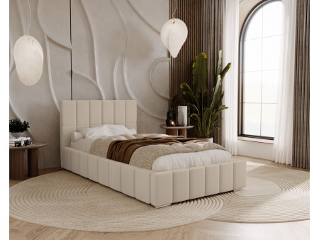 Łóżko tapicerowane do sypialni jednoosobowe ALMA ze stelażem i pojemnikiem na pościel13