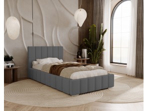 Łóżko tapicerowane do sypialni jednoosobowe ALMA ze stelażem i pojemnikiem na pościel 34