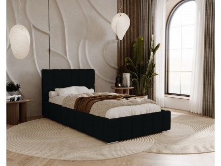 Łóżko tapicerowane do sypialni jednoosobowe ALMA ze stelażem i pojemnikiem na pościel24