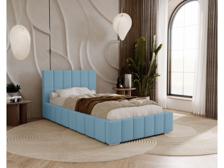 Łóżko tapicerowane do sypialni jednoosobowe ALMA ze stelażem i pojemnikiem na pościel